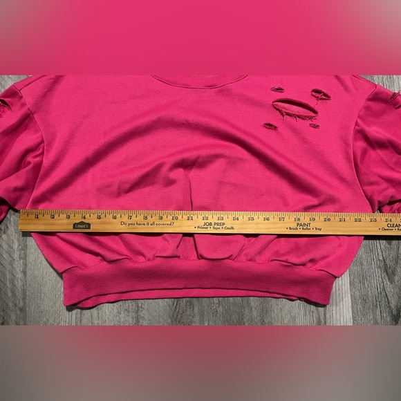 Rue 21 Pink Distressed Crop Sweater Size XL - 80s fashion, punk - Picture 4 of 7